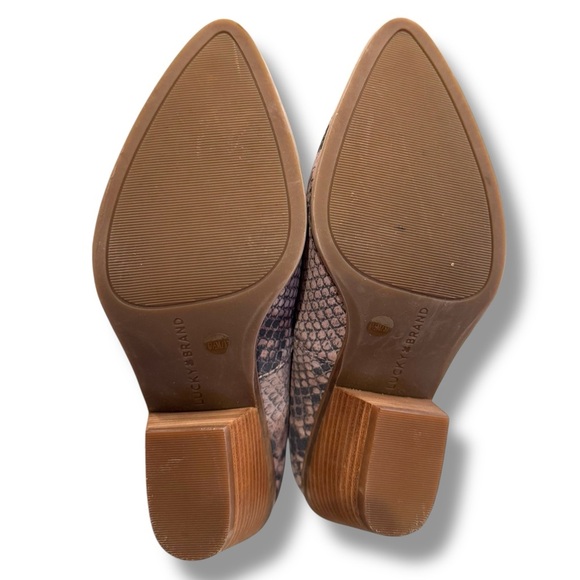 New Lucky Brand Size 6.5 Tresee Snake Print Suede Pull On Western Style Bootie - Picture 6 of 8